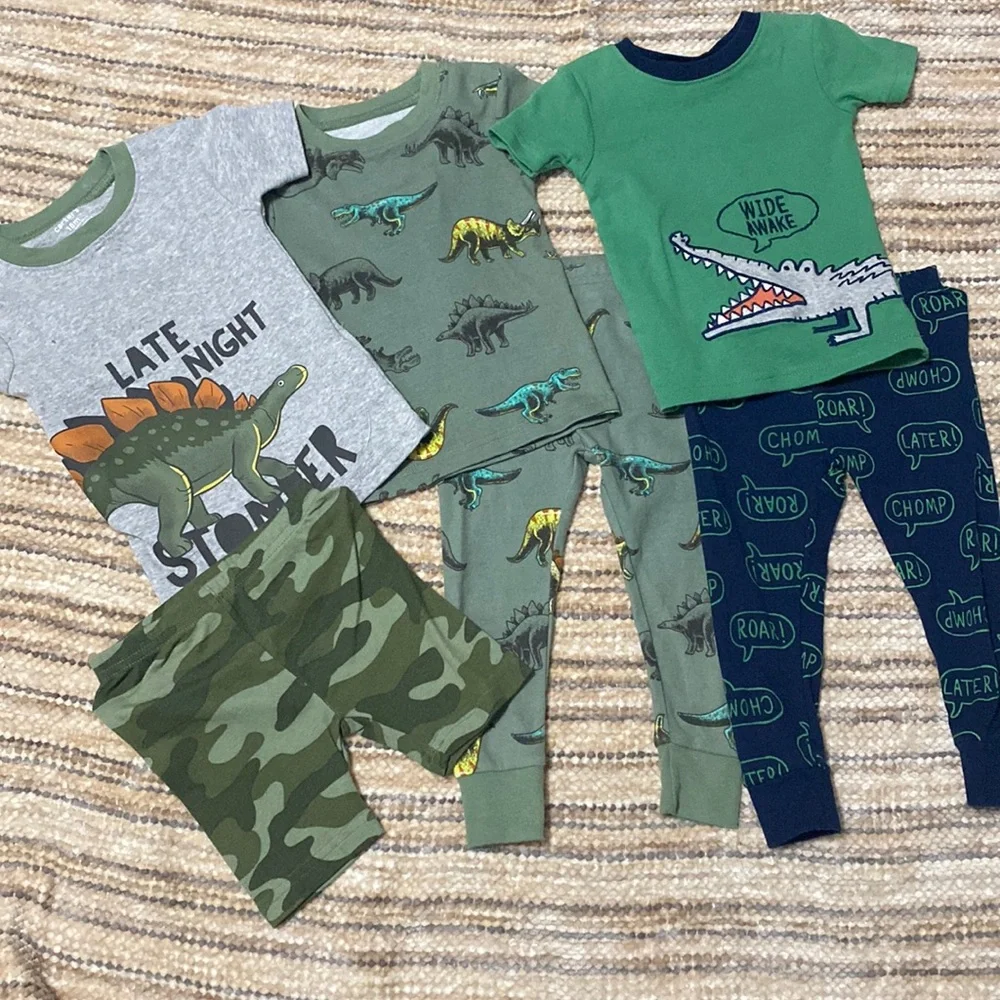 Carters Toddler Boy Matching Snug Fit Pajamas Sleepwear Set Lot 3 Pack